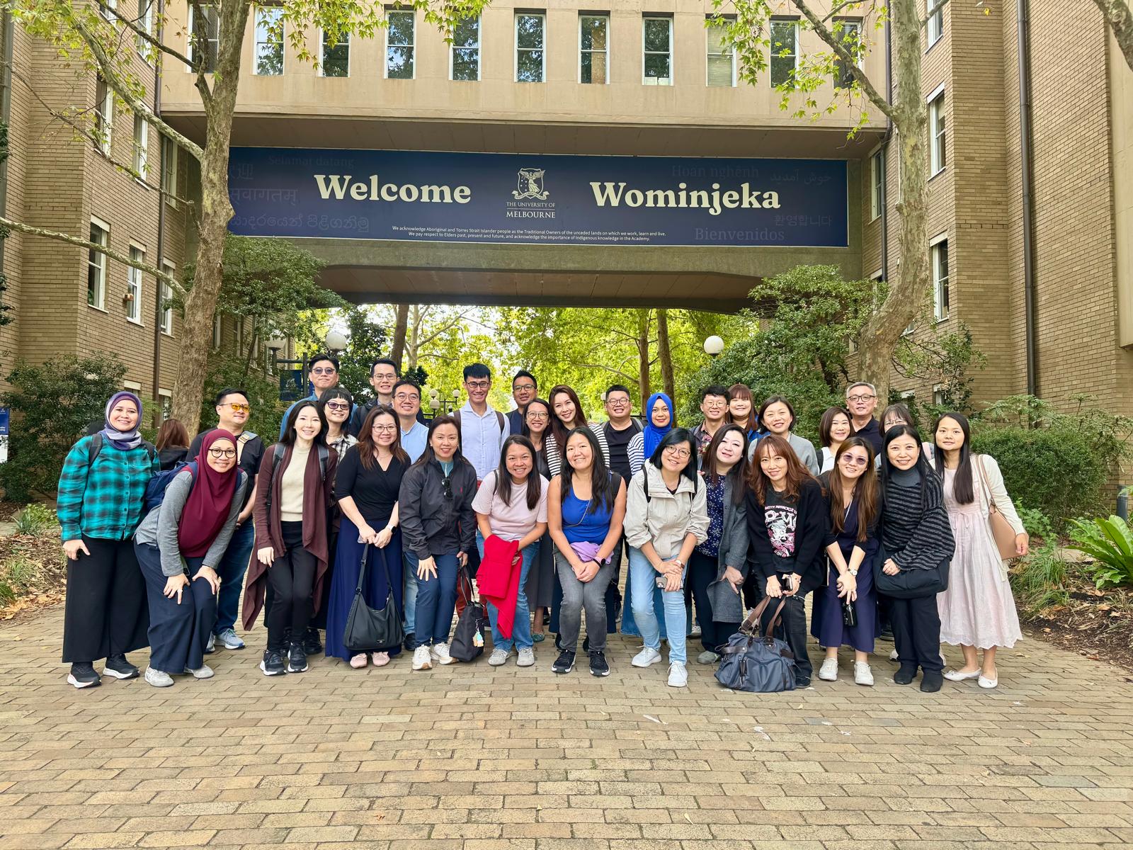 SCALE delegation in front of UoM's Wominjeka Welcome