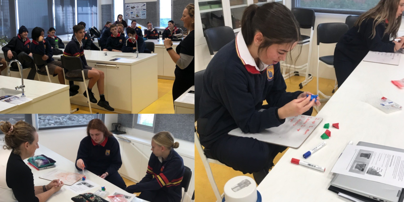 Senior Outreach and Education Manager Jackie Bondell with Stawell Secondary College students