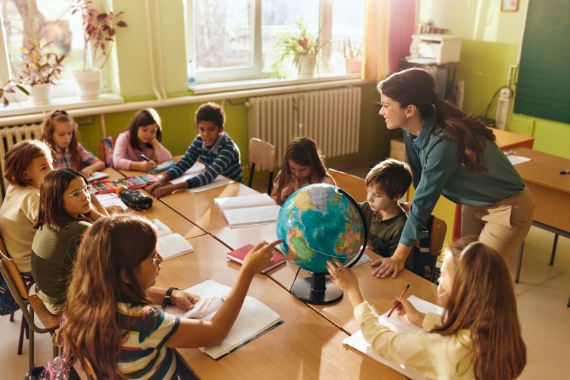 Classroom with globe