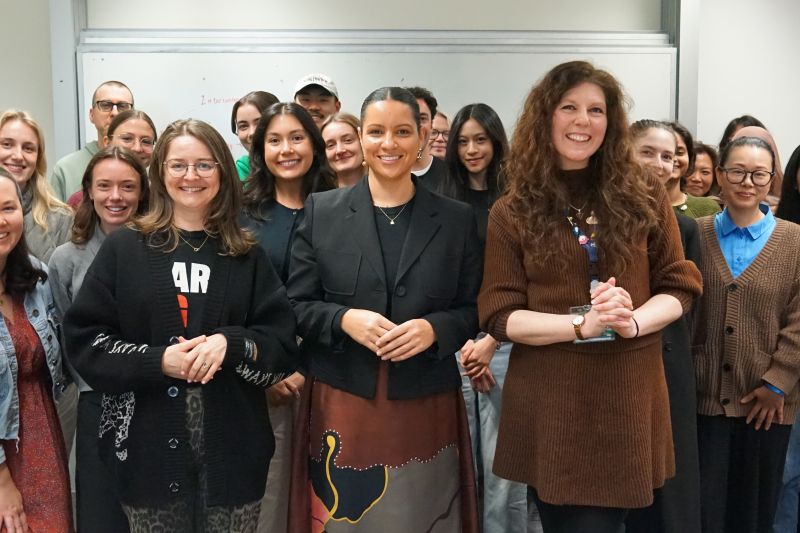 Senator Jana Stewart with Kathryn Kallady and students