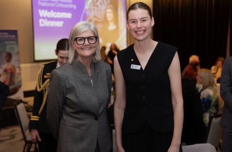 Associate Professor Erin Hoare with Governor General at Churchill Award Dinner