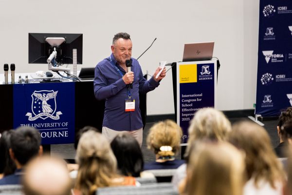 Dr Jim Spillane (ICSEI President) speaking at the Opening Ceremony of ICSEI, 2025.