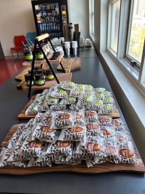 table covered with food